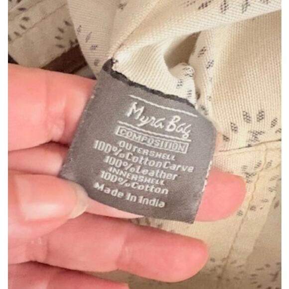 Myra Bag Southwest Tote Cowhide Canvas Leather Purse Aztec Shoulder Bag - Picture 6 of 7